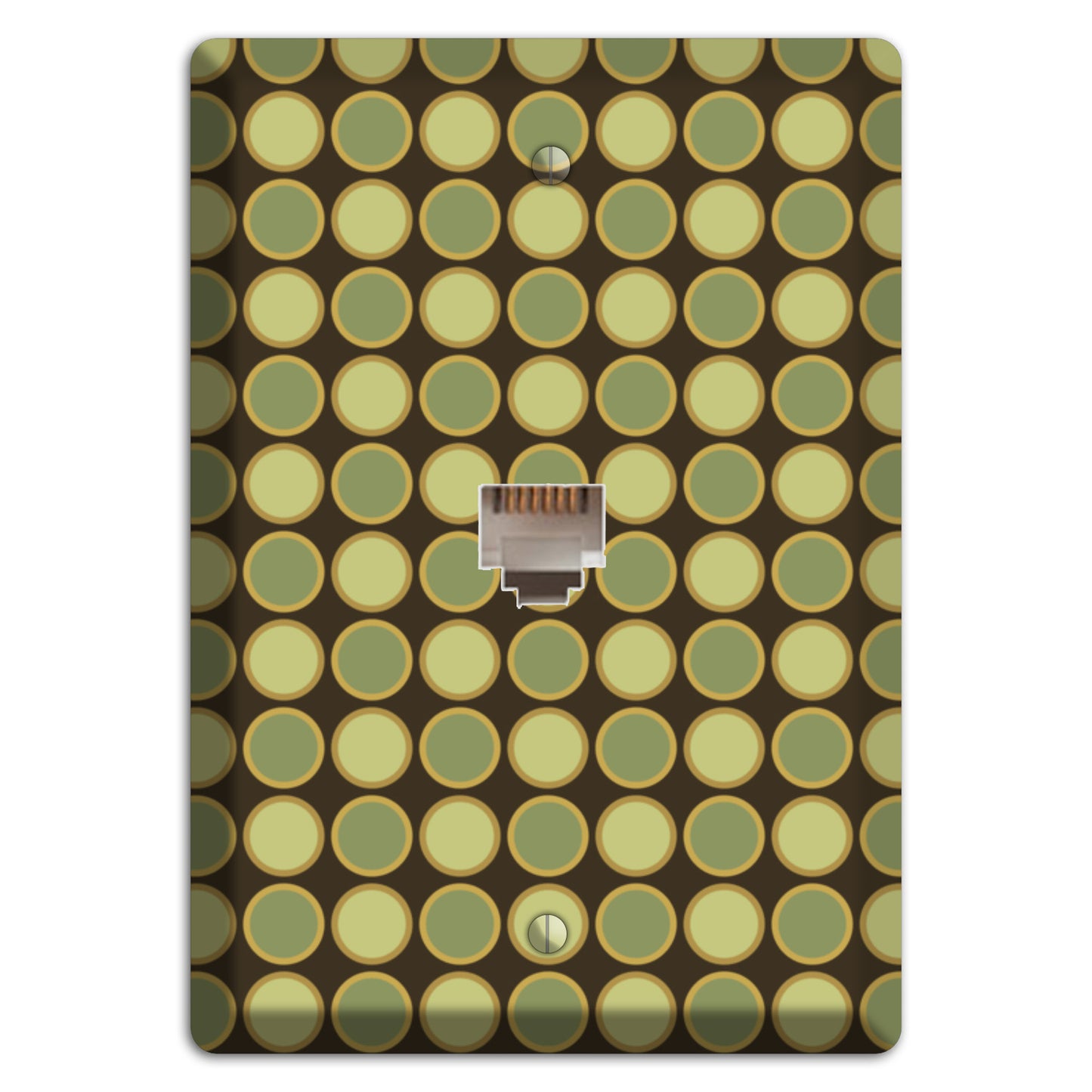 Dark Grey with Multi Olive Tiled Dots Phone Wallplate