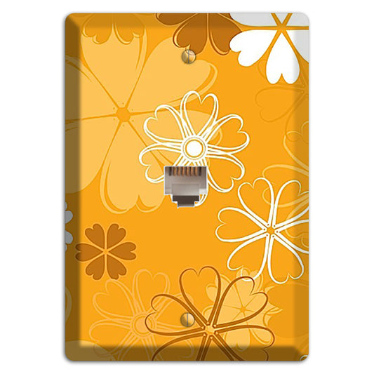 Orange Retro Flowers Phone Wallplate