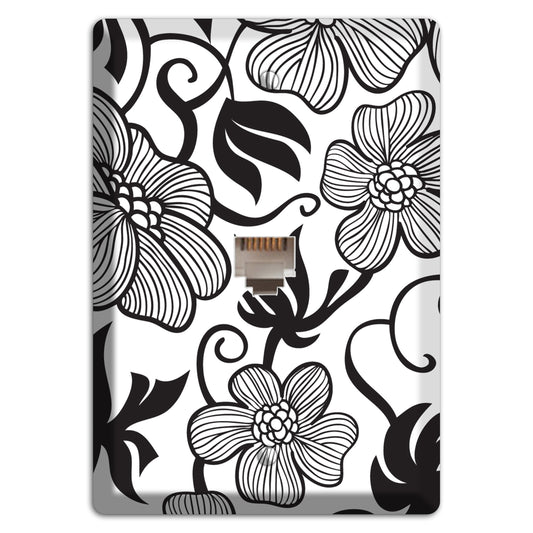 White with Black Tropical Phone Wallplate