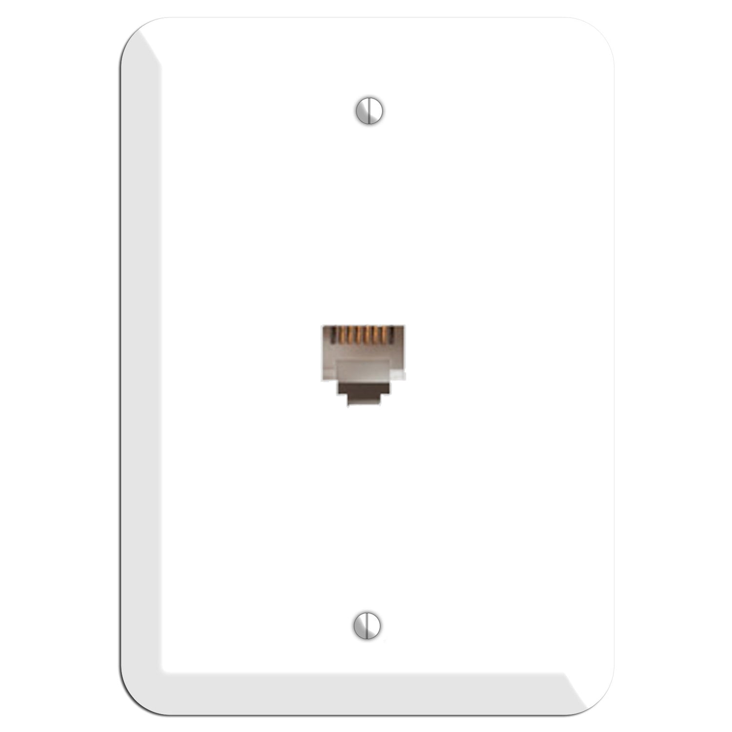 Rounded Corner White Metal Phone Wallplate