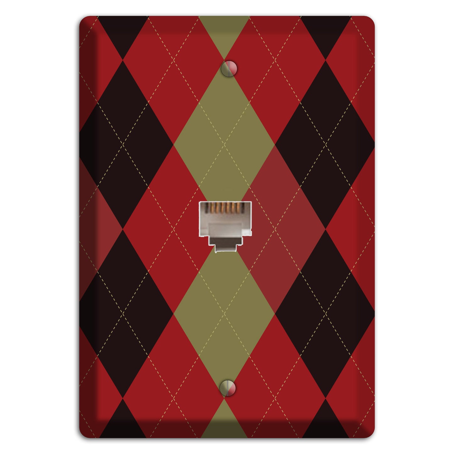 Red Olive Black Argyle Phone Wallplate