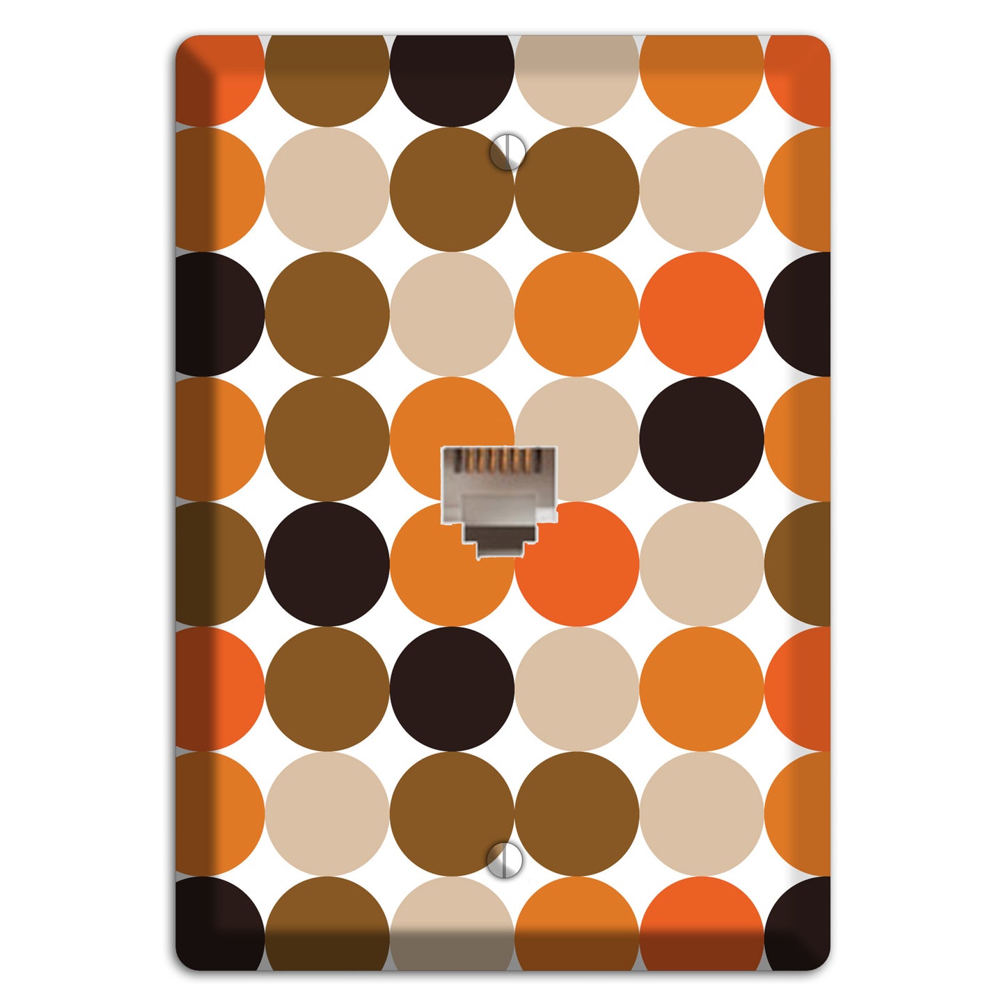 Orange Brown Black Beige Tiled Dots Phone Wallplate