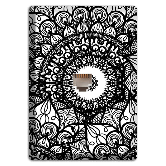 Mandala Black and White Style V Cover Plates Phone Wallplate