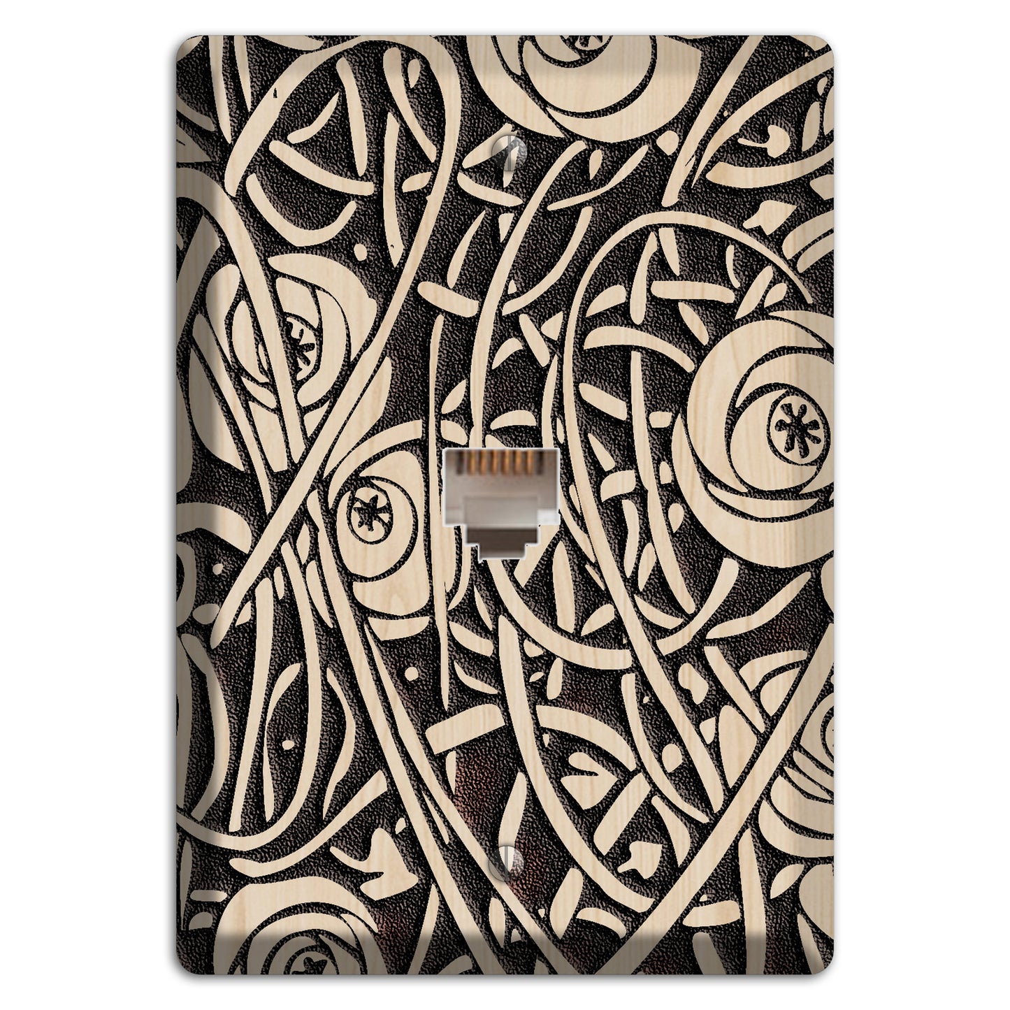 Deco Floral Wood Lasered Phone Wallplate