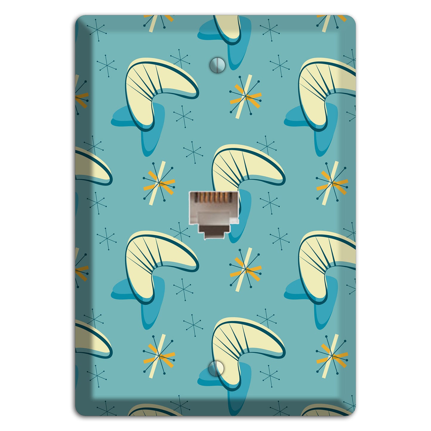 Yellow and Blue Boomerang Phone Wallplate