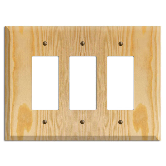 Pine Wood Triple Rocker Cover Plate:Wallplates.com