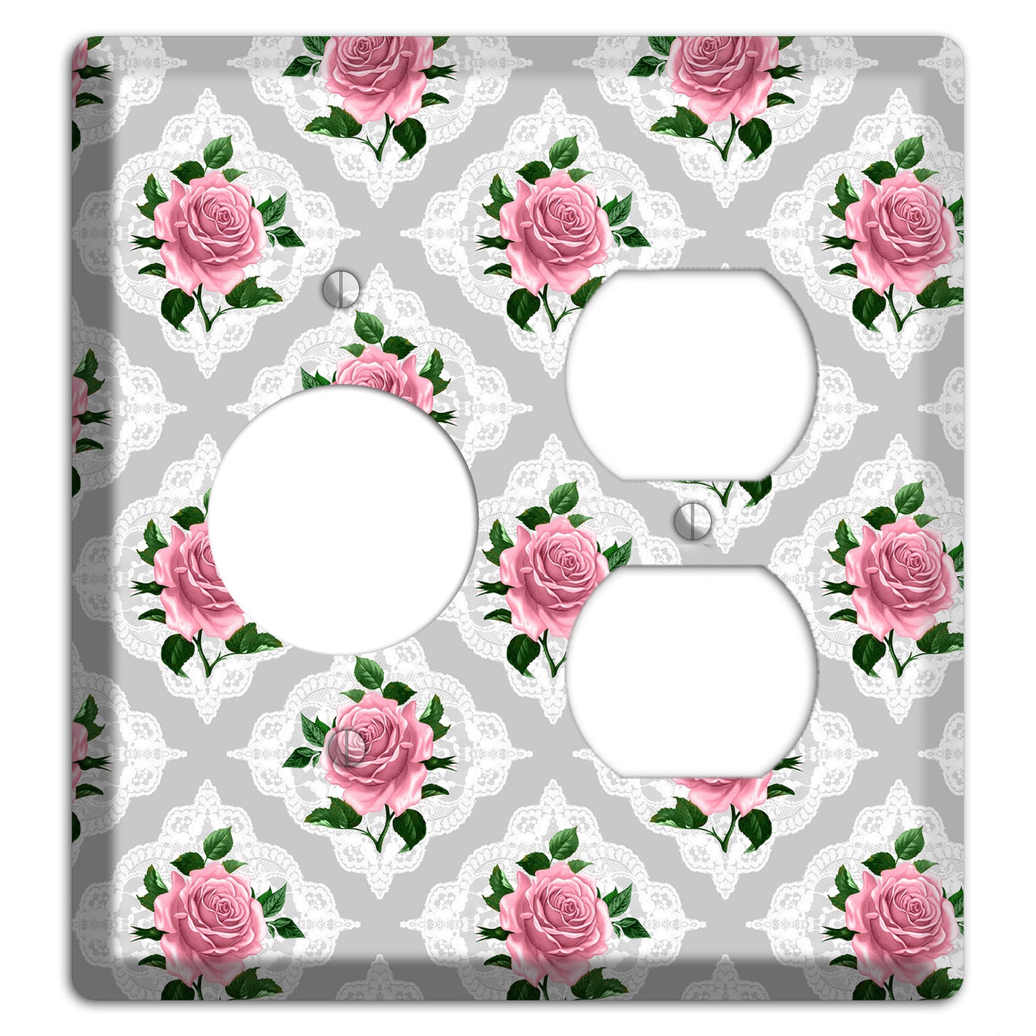 Gray Rose Doily Receptacle / Duplex Wallplate