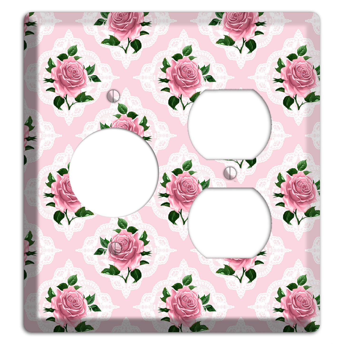 Pink Rose Doily Receptacle / Duplex Wallplate