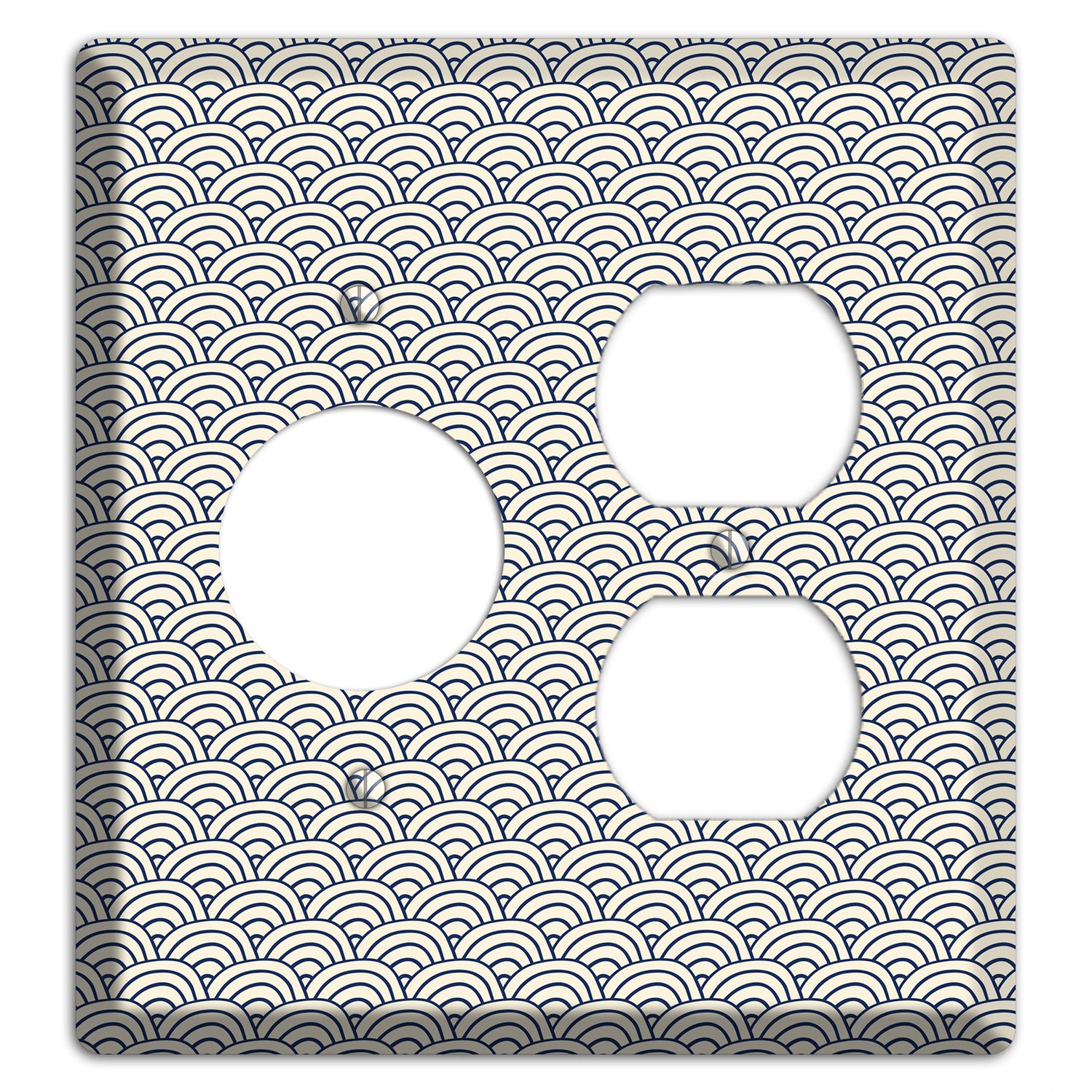 Beige Scallop Print Receptacle / Duplex Wallplate