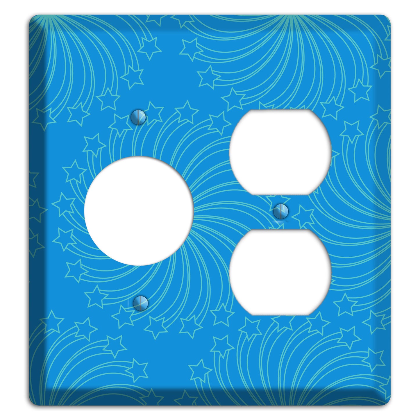 Multi Blue Star Swirl Receptacle / Duplex Wallplate