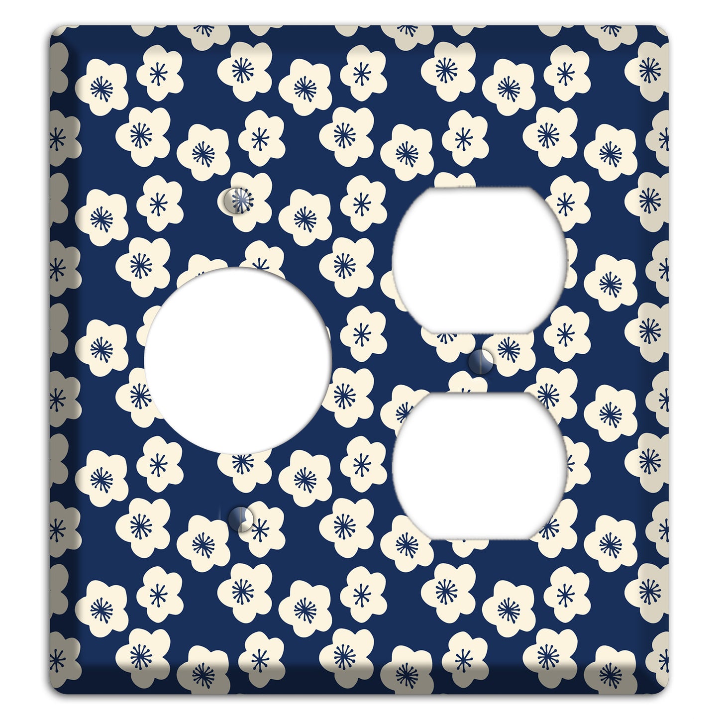 Navy Blossoms Receptacle / Duplex Wallplate