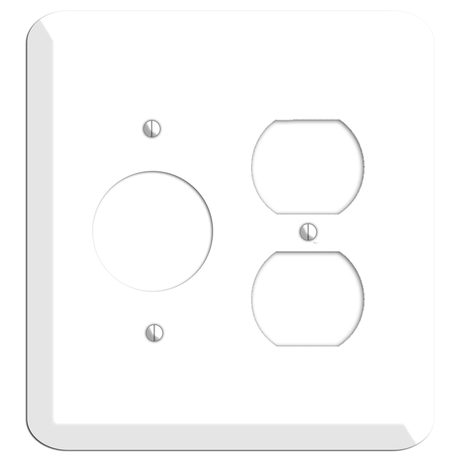 Rounded Corner White Metal Receptacle / Duplex Wallplate