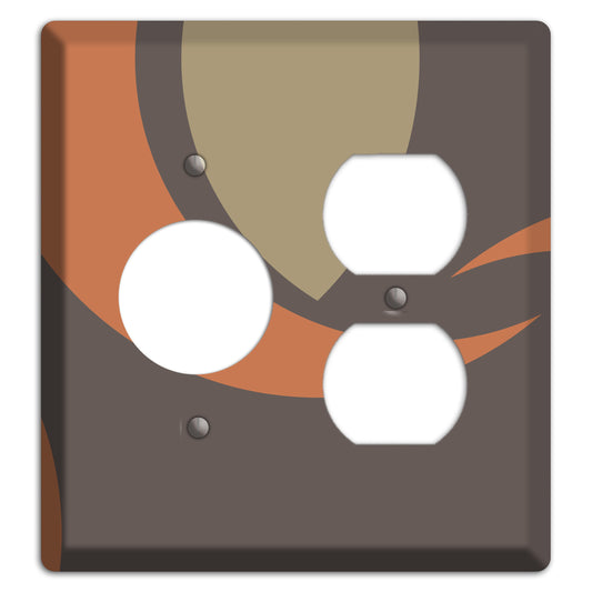 Grey Beige and Orange Abstract Receptacle / Duplex Wallplate