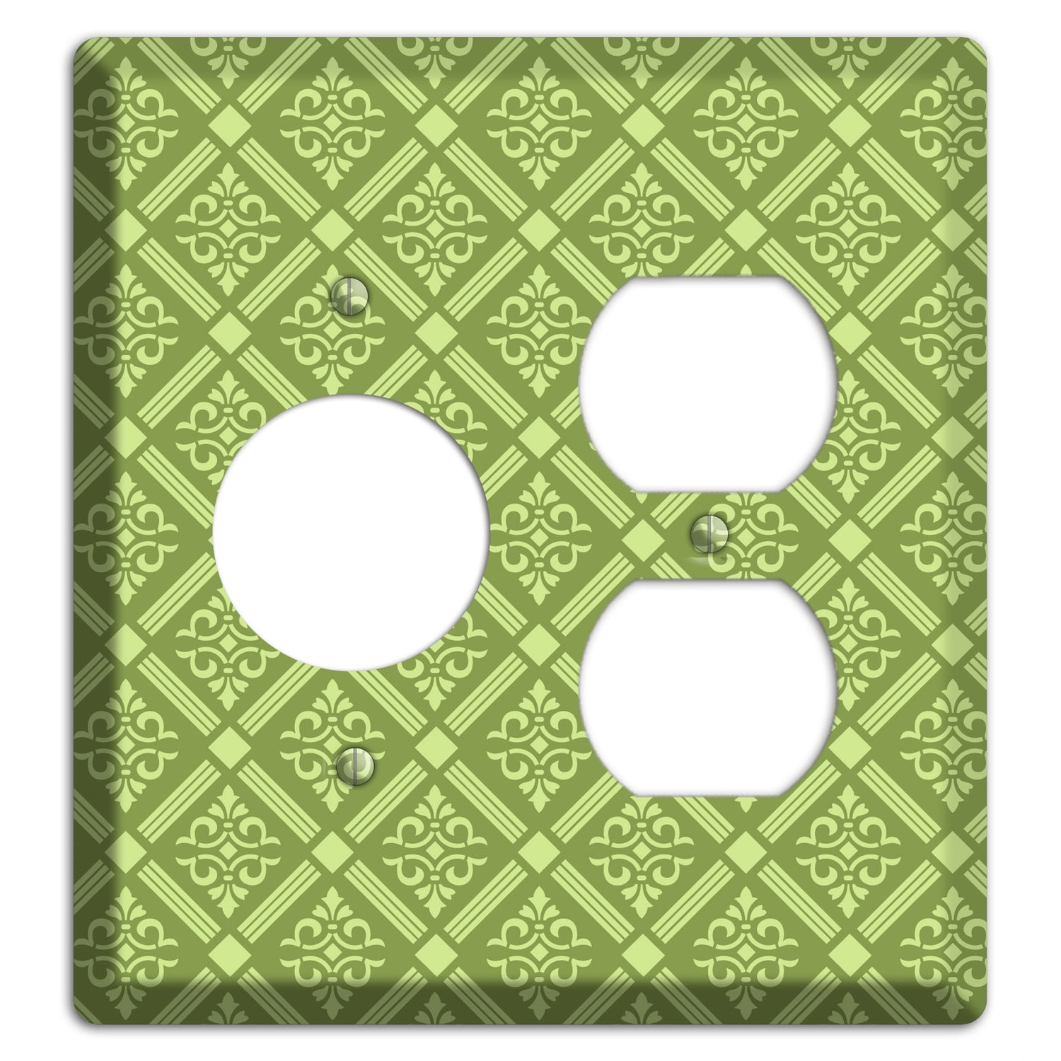 Green Damask diamonds Receptacle / Duplex Wallplate