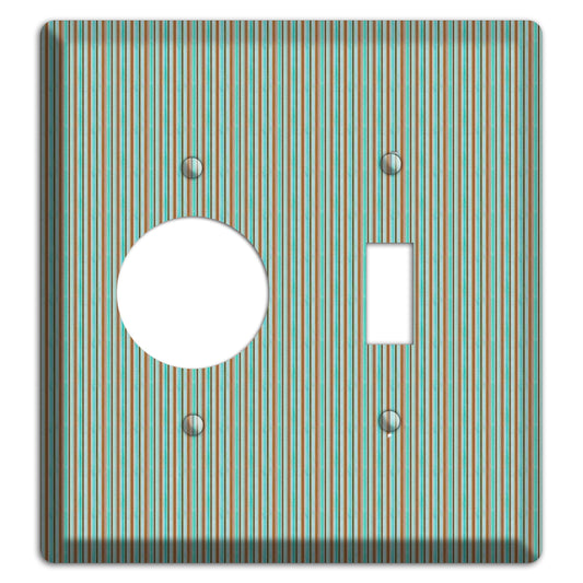 Multi Aqua Vertical Stripe Receptacle / Toggle Wallplate