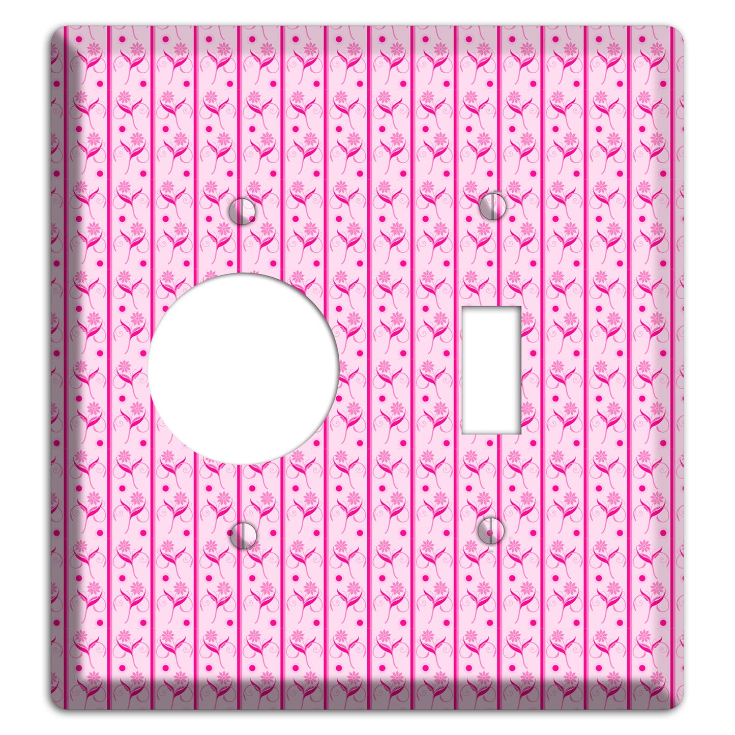 Pink Small Floral Pattern Receptacle / Toggle Wallplate