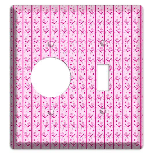 Pink Small Floral Pattern Receptacle / Toggle Wallplate