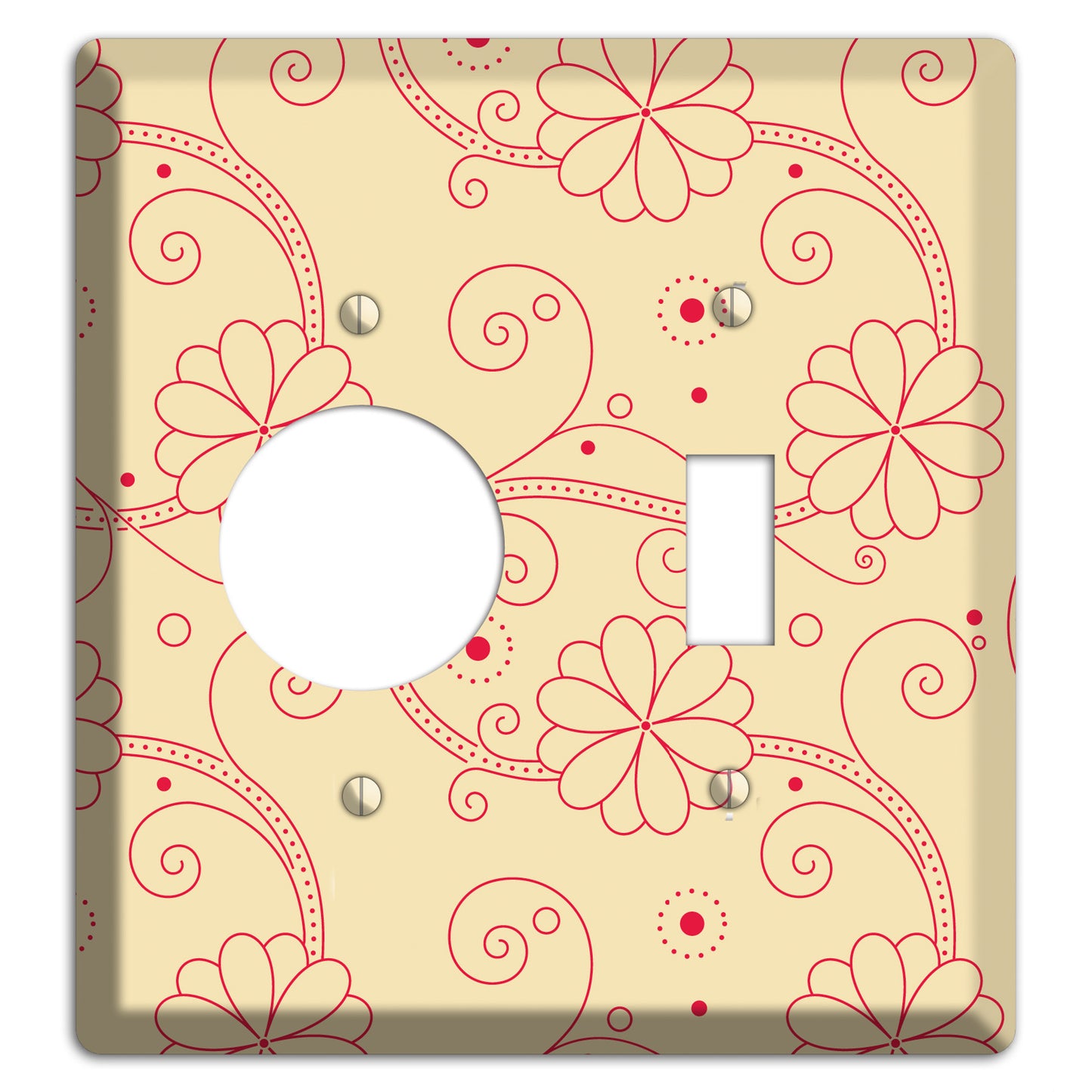 Off White Floral Swirl Receptacle / Toggle Wallplate