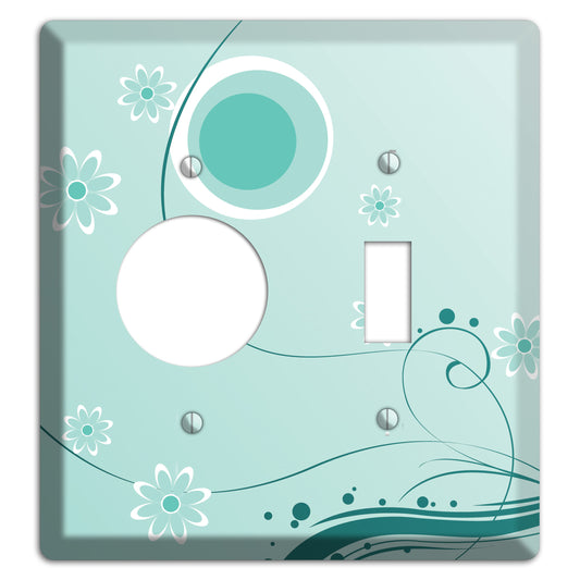 Light Green Floral Receptacle / Toggle Wallplate