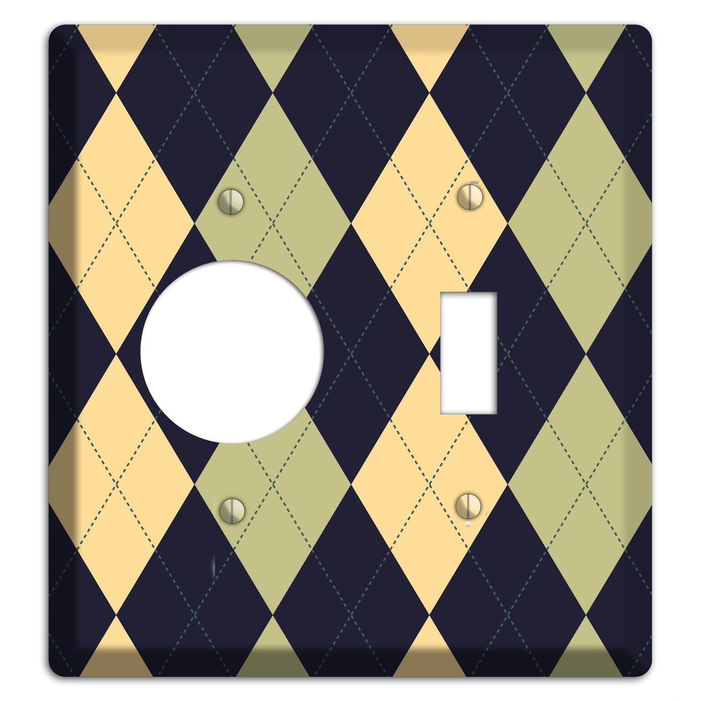 Yellow and Tan Argyle Receptacle / Toggle Wallplate