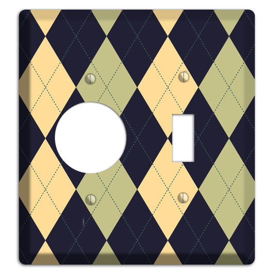 Yellow and Tan Argyle Receptacle / Toggle Wallplate