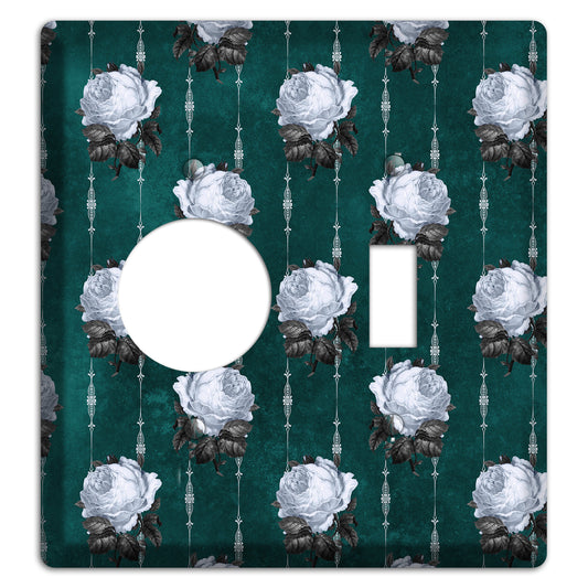 Dramatic Floral Teal Receptacle / Toggle Wallplate