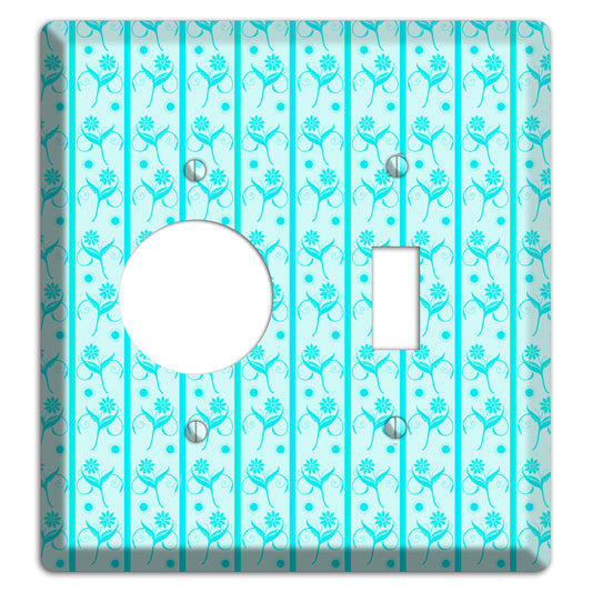 Teal Floral Pattern Receptacle / Toggle Wallplate