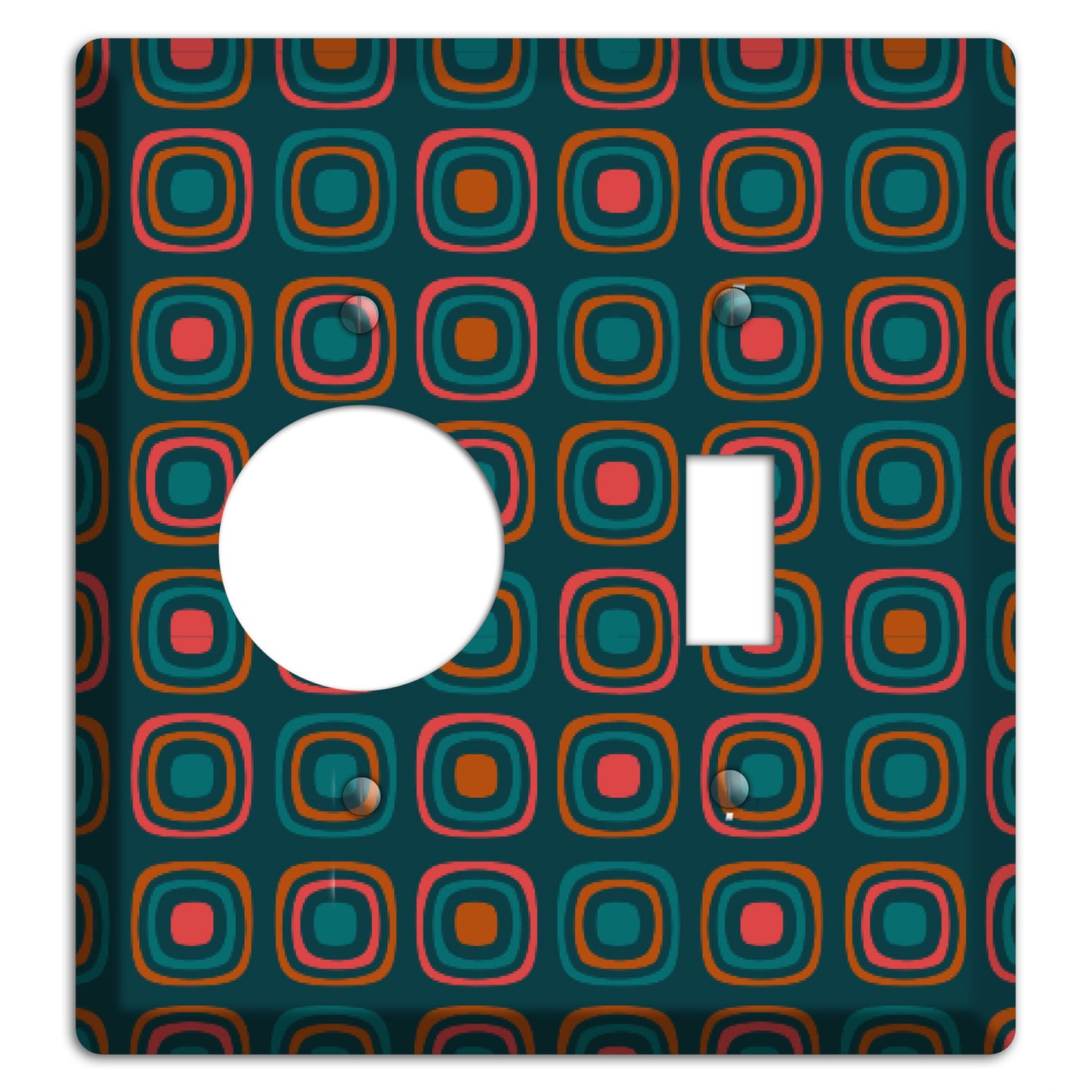 Teal and Pink Rounded Squares Receptacle / Toggle Wallplate