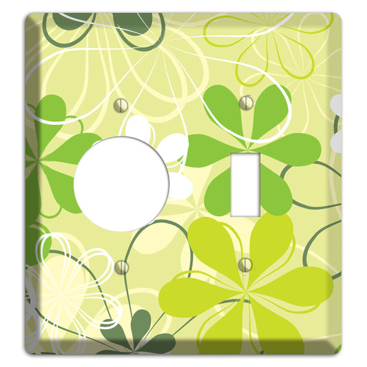 Green Retro Flowers Receptacle / Toggle Wallplate