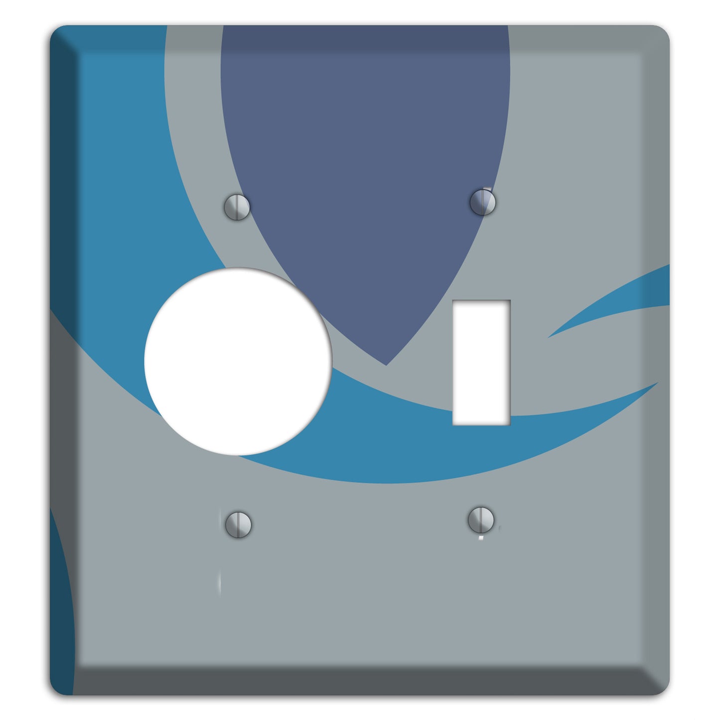 Grey and Blue Abstract Receptacle / Toggle Wallplate