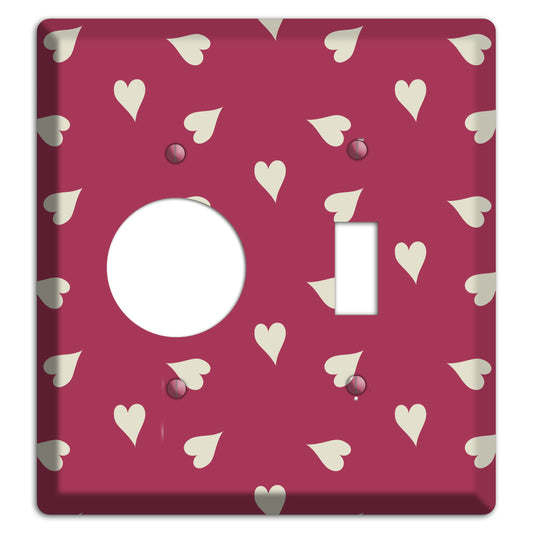 Fuschia with White Hearts Receptacle / Toggle Wallplate