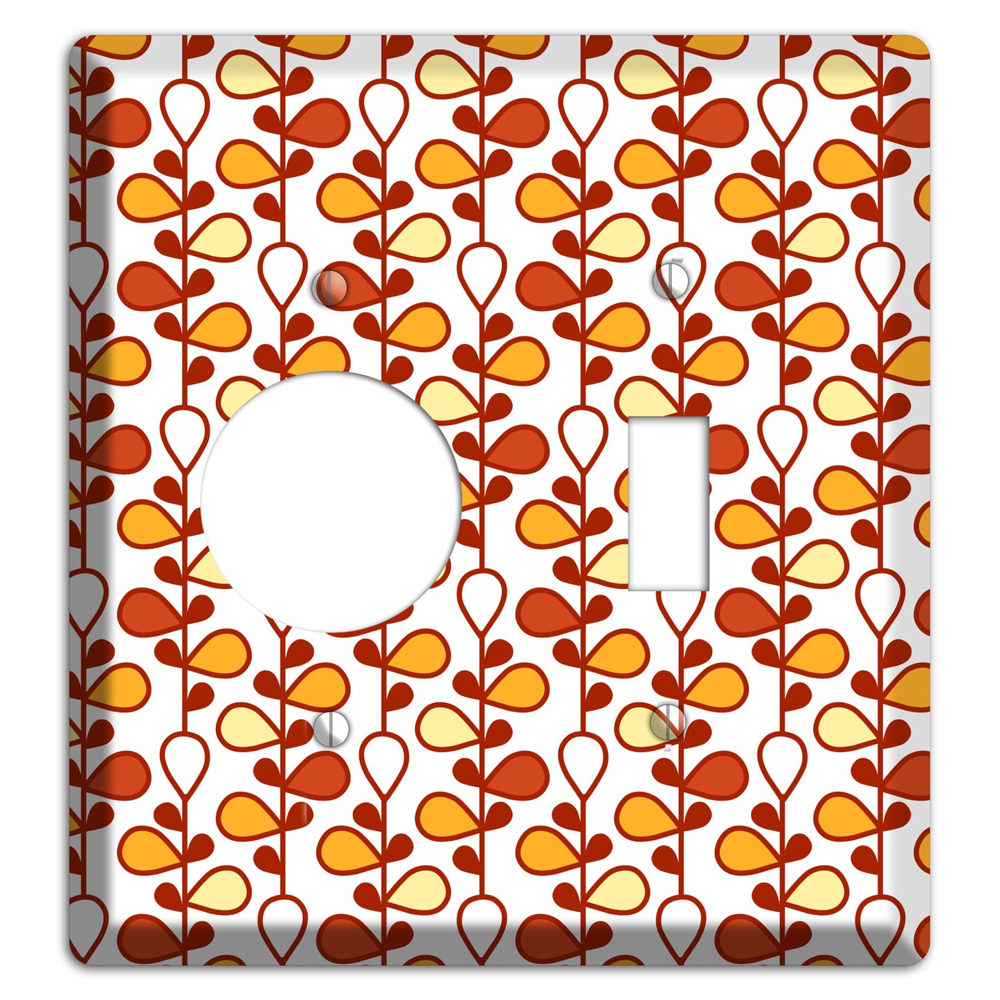 White with Red and Orange Drop and Vine Receptacle / Toggle Wallplate