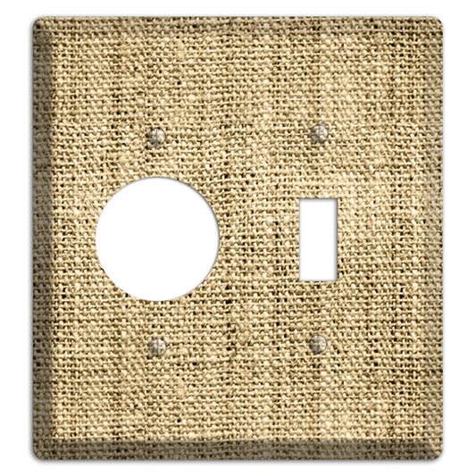 Indian Khaki Burlap Receptacle / Toggle Wallplate