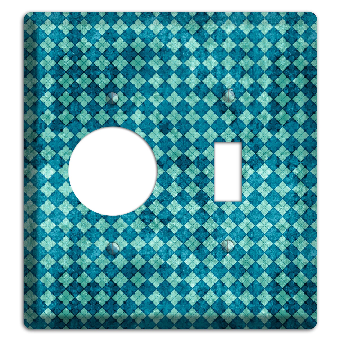 Turquoise Grunge Diamond Receptacle / Toggle Wallplate