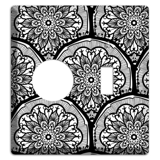 Mandala Black and White Style A Cover Plates Receptacle / Toggle Wallplate