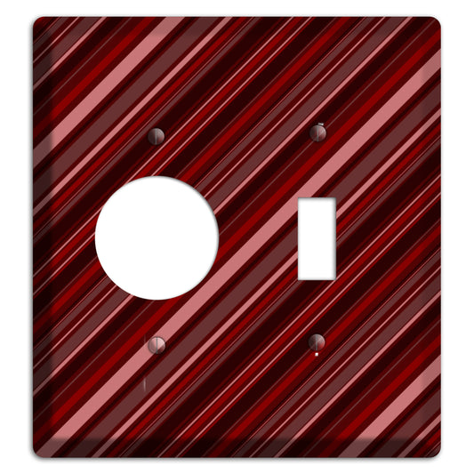 Burgundy Multi Angled Stripes 2 Receptacle / Toggle Wallplate