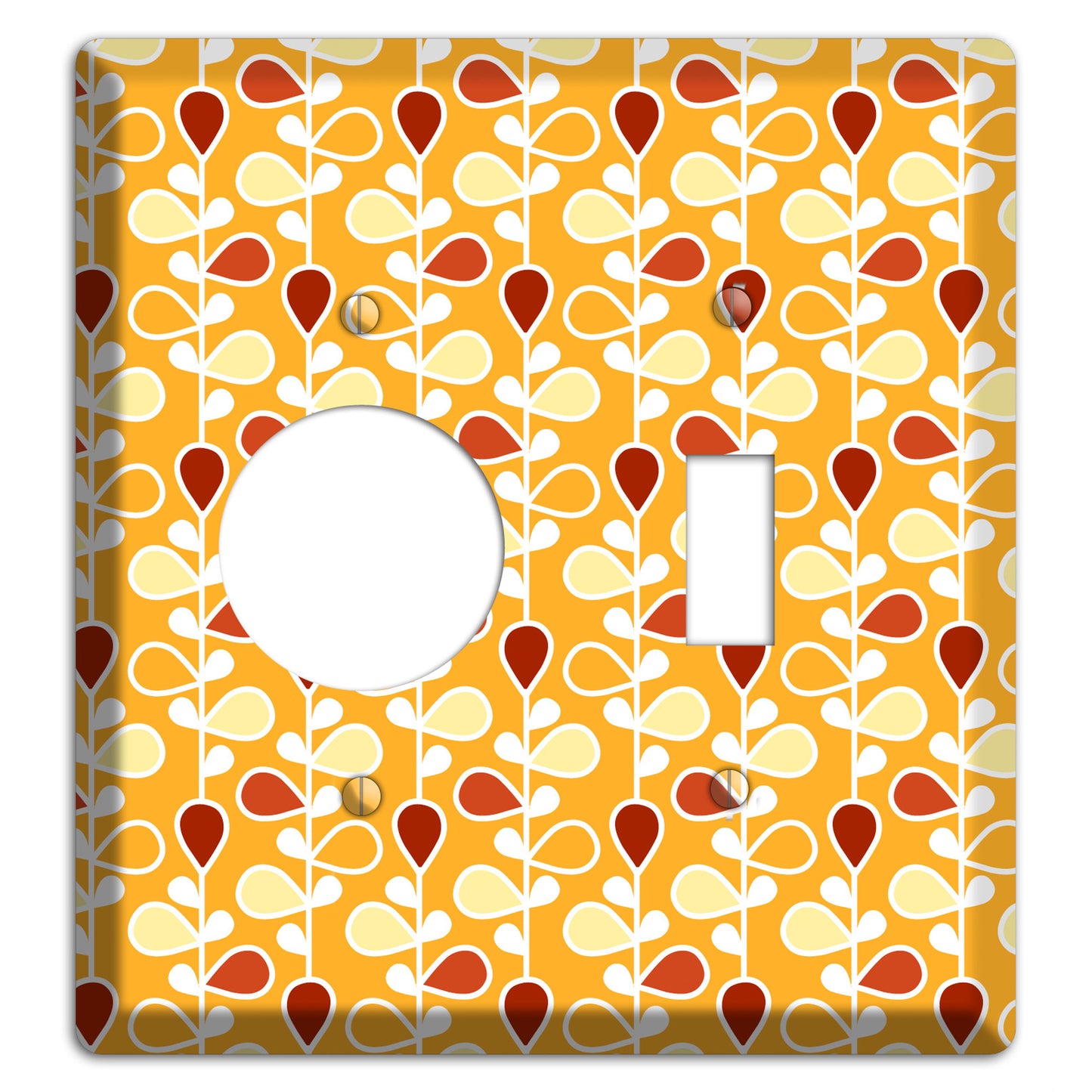 Orange with Yellow and Red Drop and Vine Receptacle / Toggle Wallplate