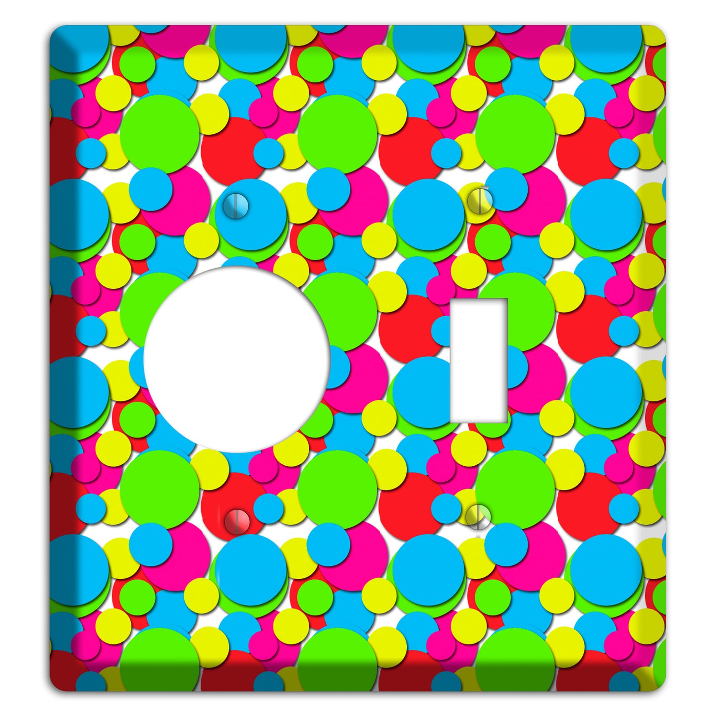 Turquoise Fuschia Lime Red Yellow Bubble Dots Receptacle / Toggle Wallplate