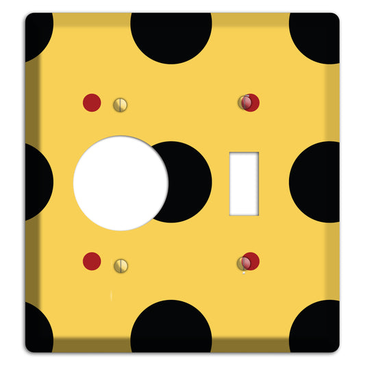 Yellow with Black and Red Multi Tiled Medium Dots Receptacle / Toggle Wallplate