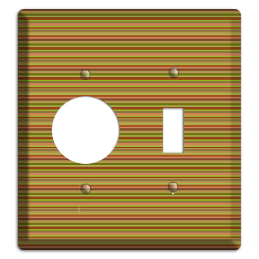 Multi Olive Burgundy Horizontal Stripes Receptacle / Toggle Wallplate