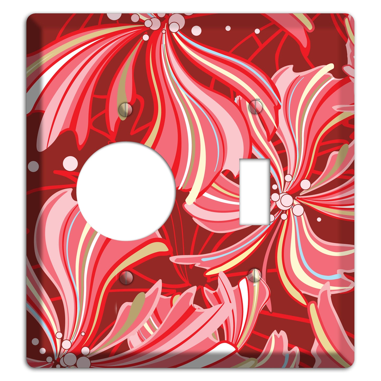 Red Deco Blossoms Receptacle / Toggle Wallplate