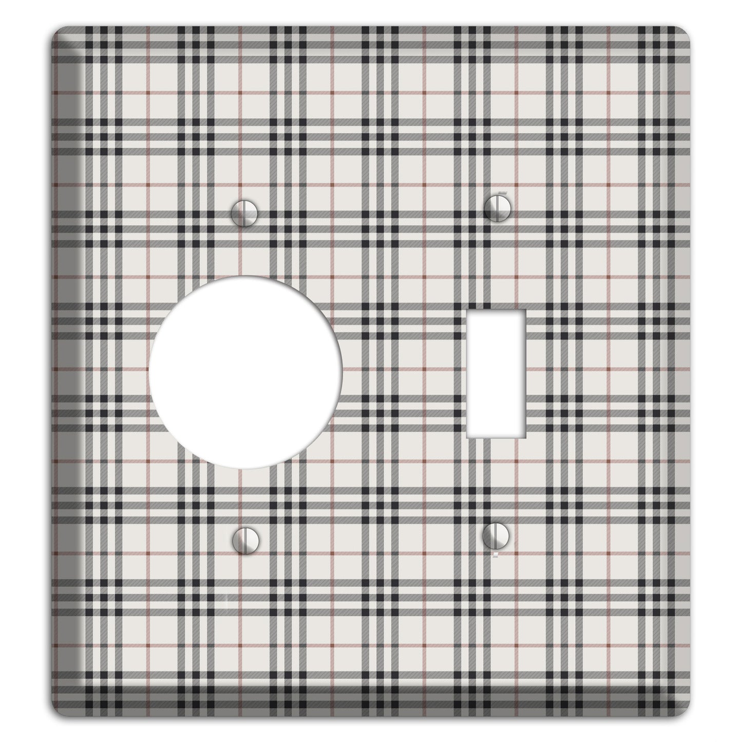 White and Black Plaid Receptacle / Toggle Wallplate