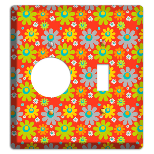 Orange and Yellow Flower Power Receptacle / Toggle Wallplate