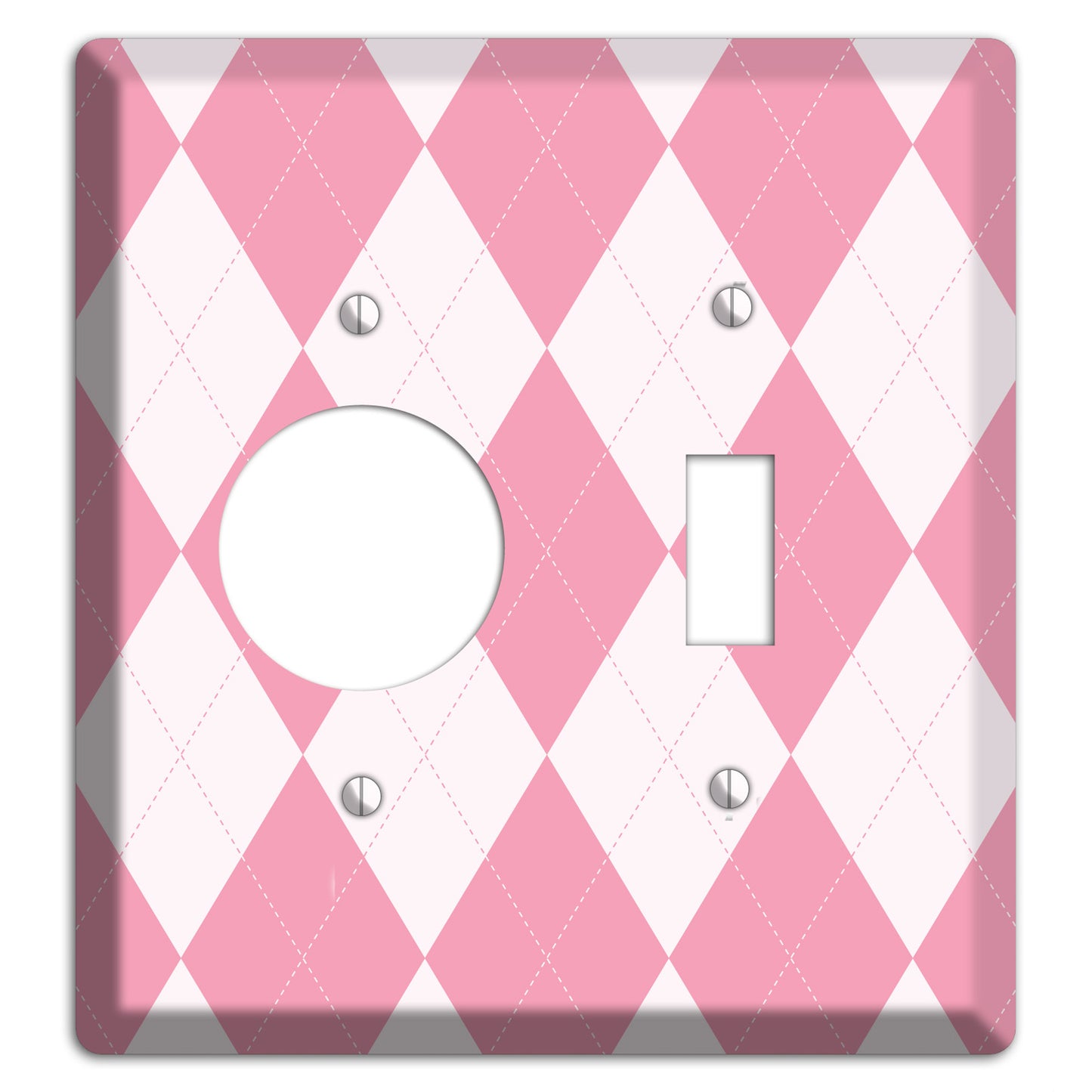 Pink Argyle Receptacle / Toggle Wallplate