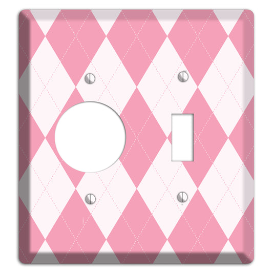 Pink Argyle Receptacle / Toggle Wallplate