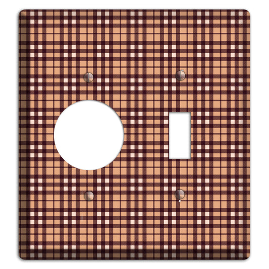 Multi Brown Plaid Receptacle / Toggle Wallplate