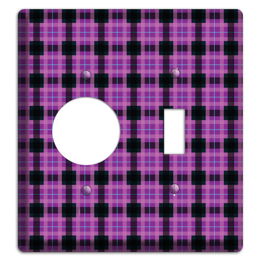 Purple and Black Plaid Receptacle / Toggle Wallplate