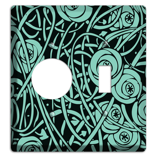 Teal Deco Floral Receptacle / Toggle Wallplate