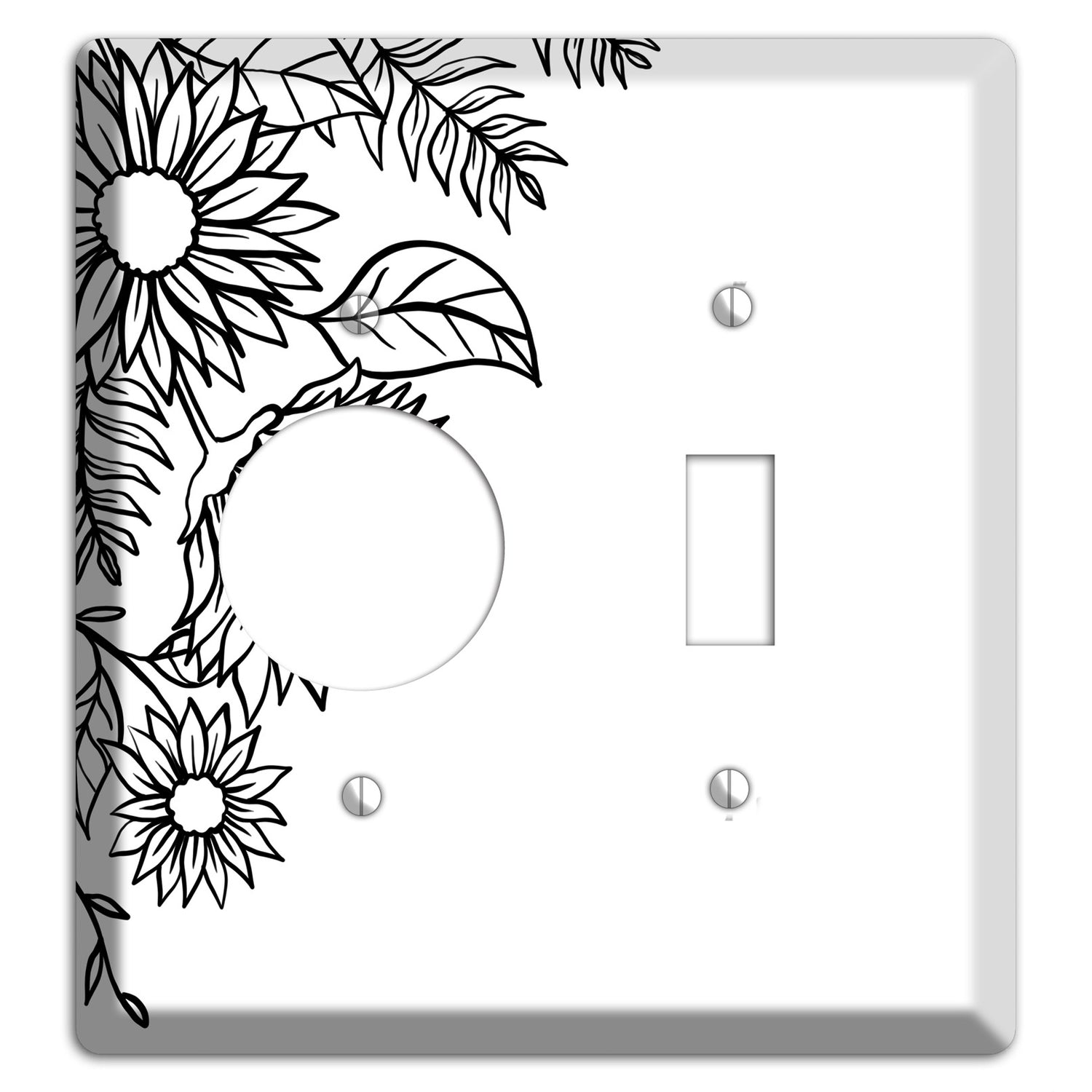 Hand-Drawn Floral 5 Receptacle / Toggle Wallplate