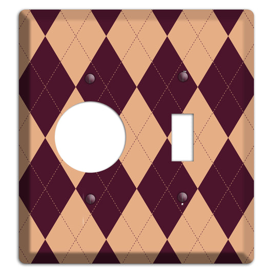 Purple and Beige Argyle Receptacle / Toggle Wallplate